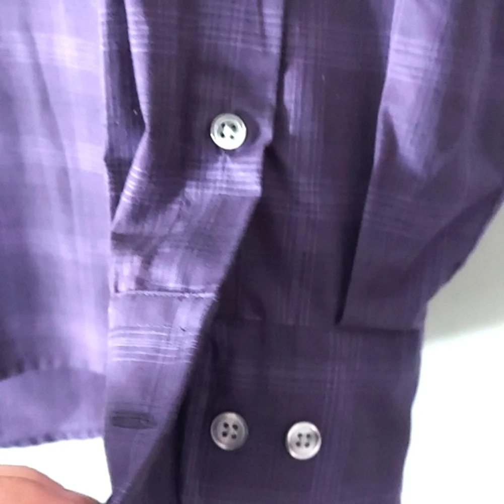 DKNY Mens Purple print Button Down Casual dress L/S SHirt Sz L